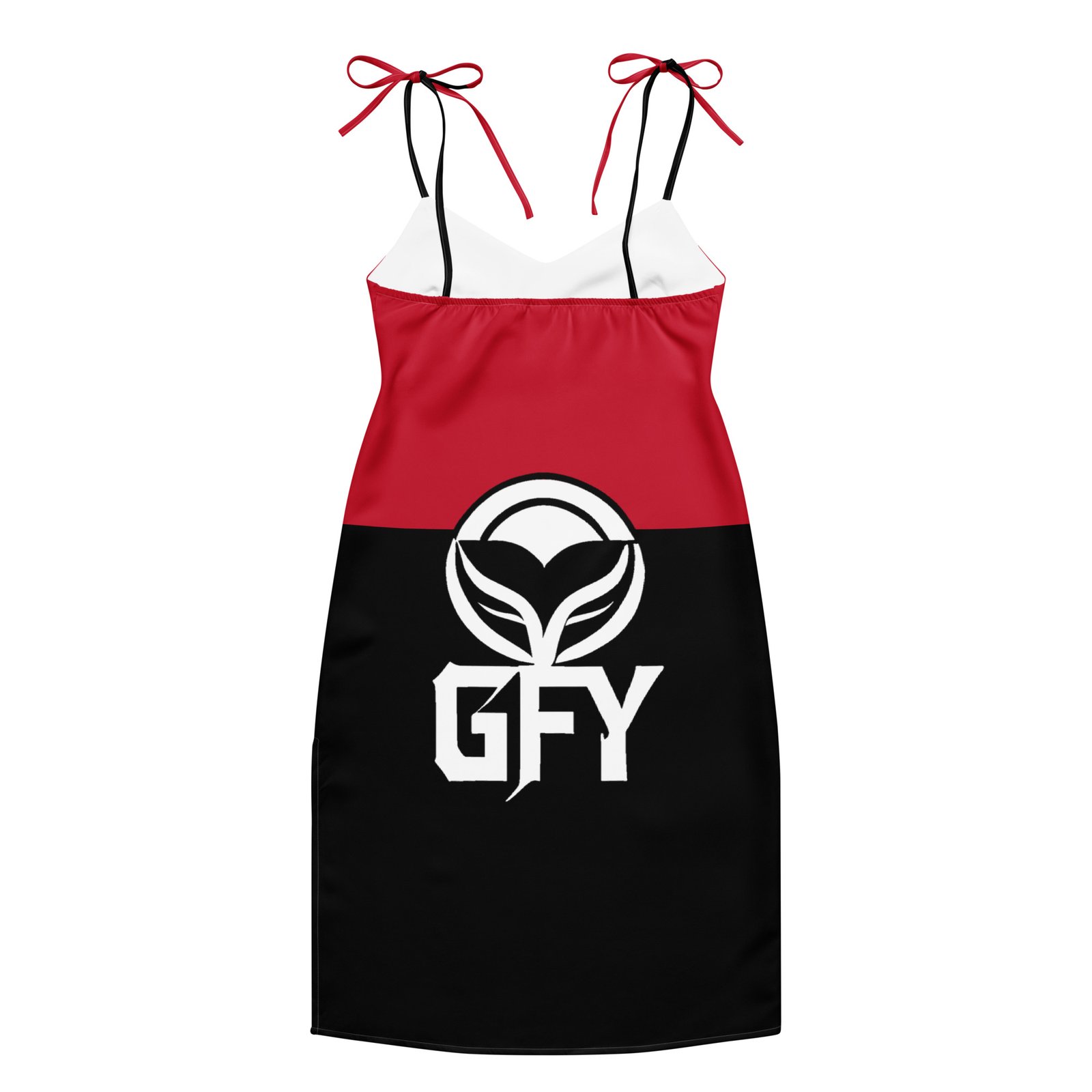 Remake GFY Clothing: Design 02 – Tie-strap midi dress – Black, Red & White - Image 5