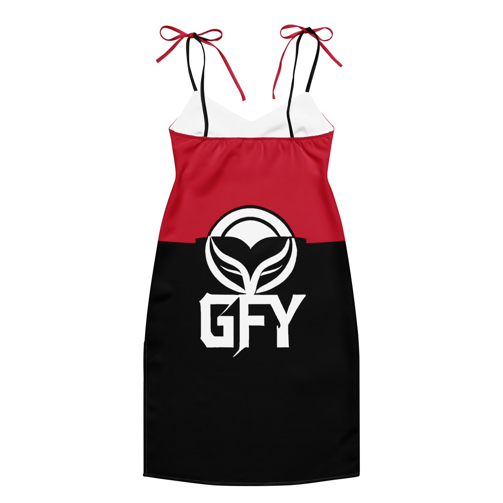 Remake GFY Clothing: Design 02 – Tie-strap midi dress – Black, Red & White - Image 13