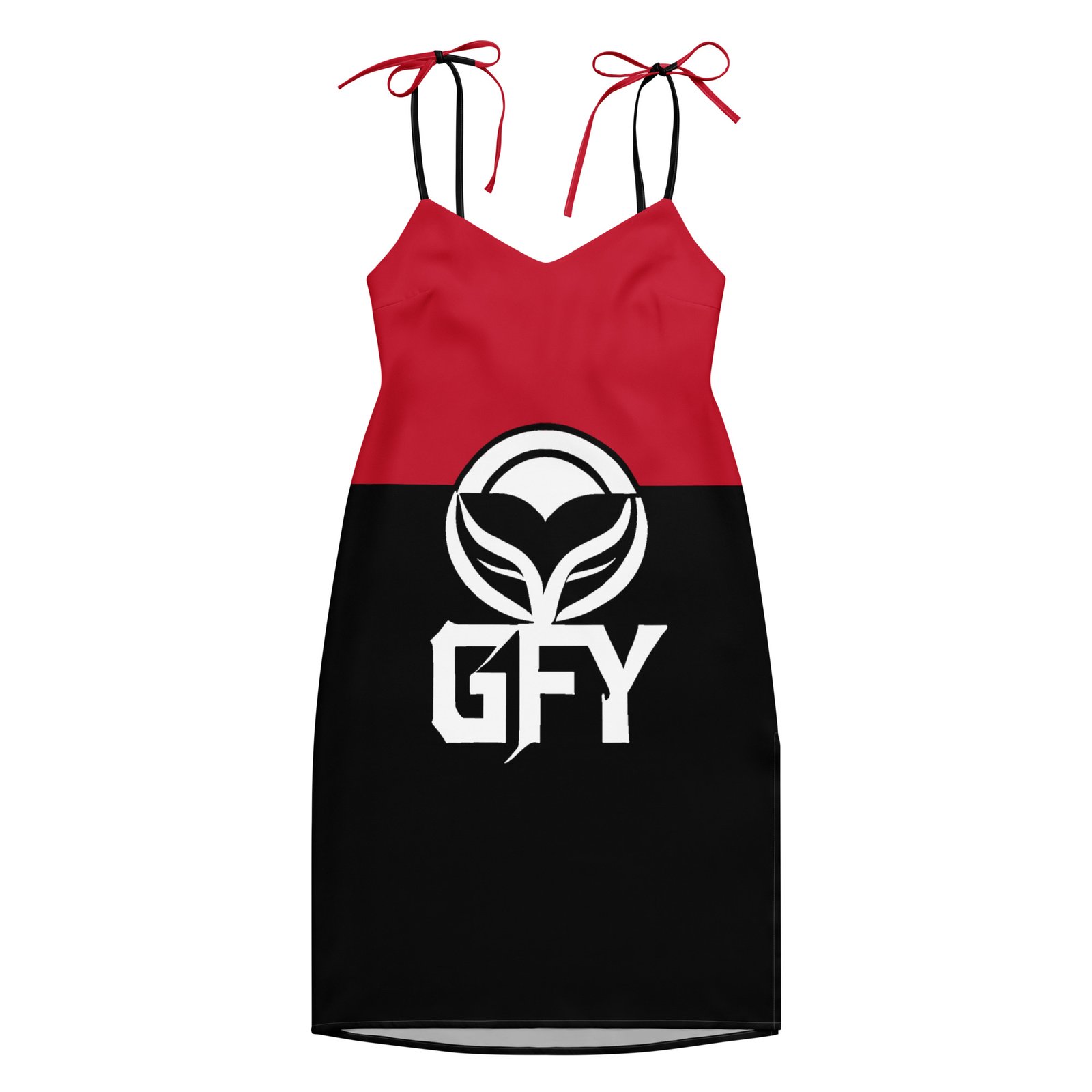 Remake GFY Clothing: Design 02 – Tie-strap midi dress – Black, Red & White - Image 4