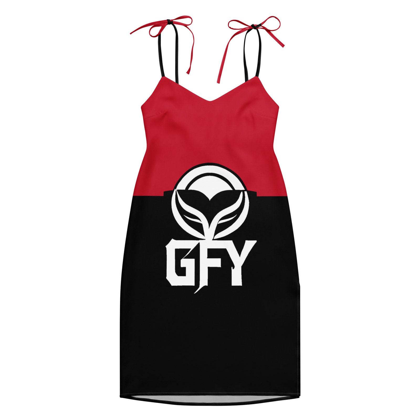 Remake GFY Clothing: Design 02 – Tie-strap midi dress – Black, Red & White - Image 12