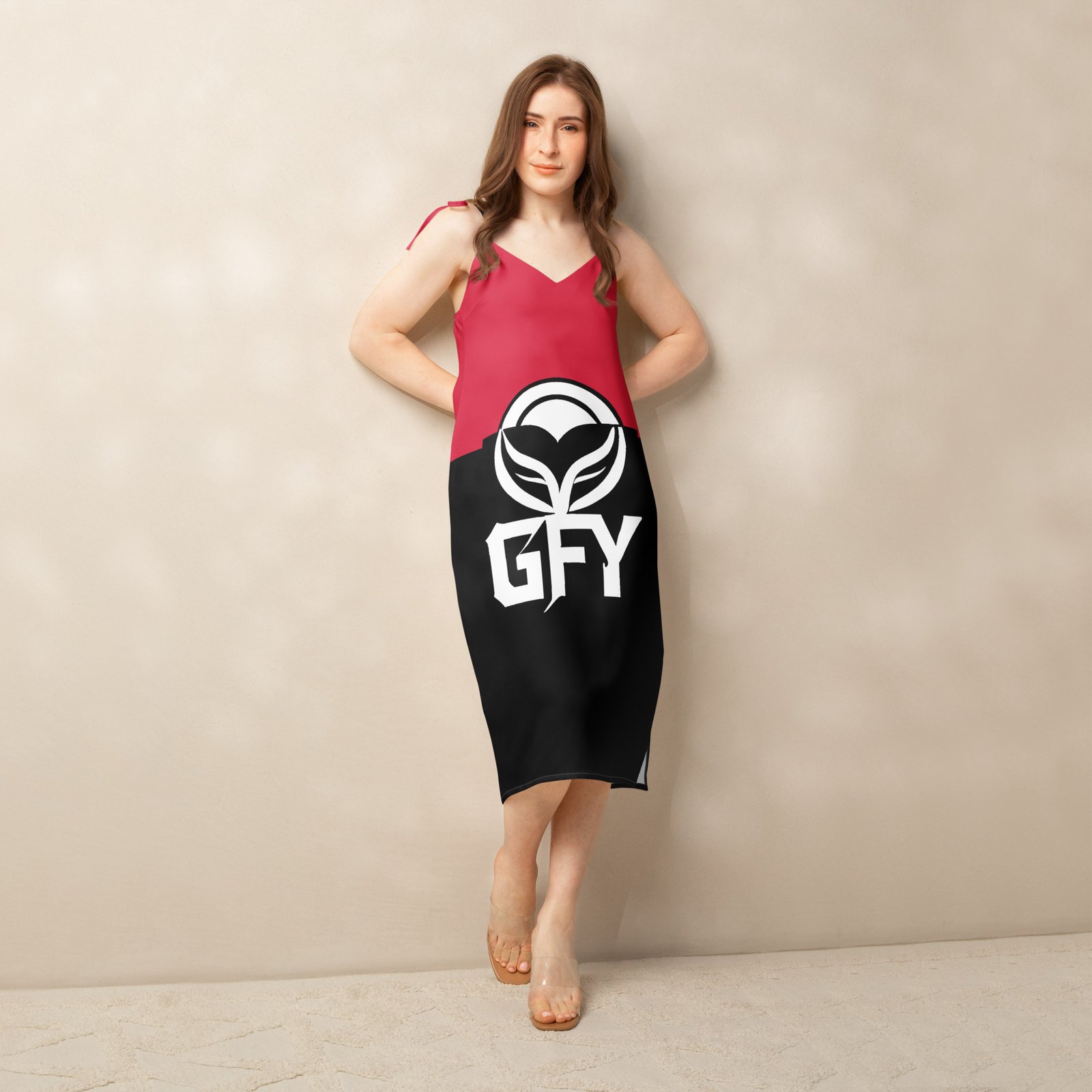 Remake GFY Clothing: Design 02 – Tie-strap midi dress – Black, Red & White - Image 14